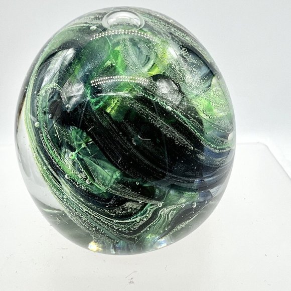 Kerry Glass Green Paperweight Guaranteed Irish Pontic And Labels - Picture 1 of 5
